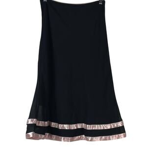 Vintage Y2K Women's Black w Pink Satin Stripe Skirt Fairy Core Whimsy 2000s